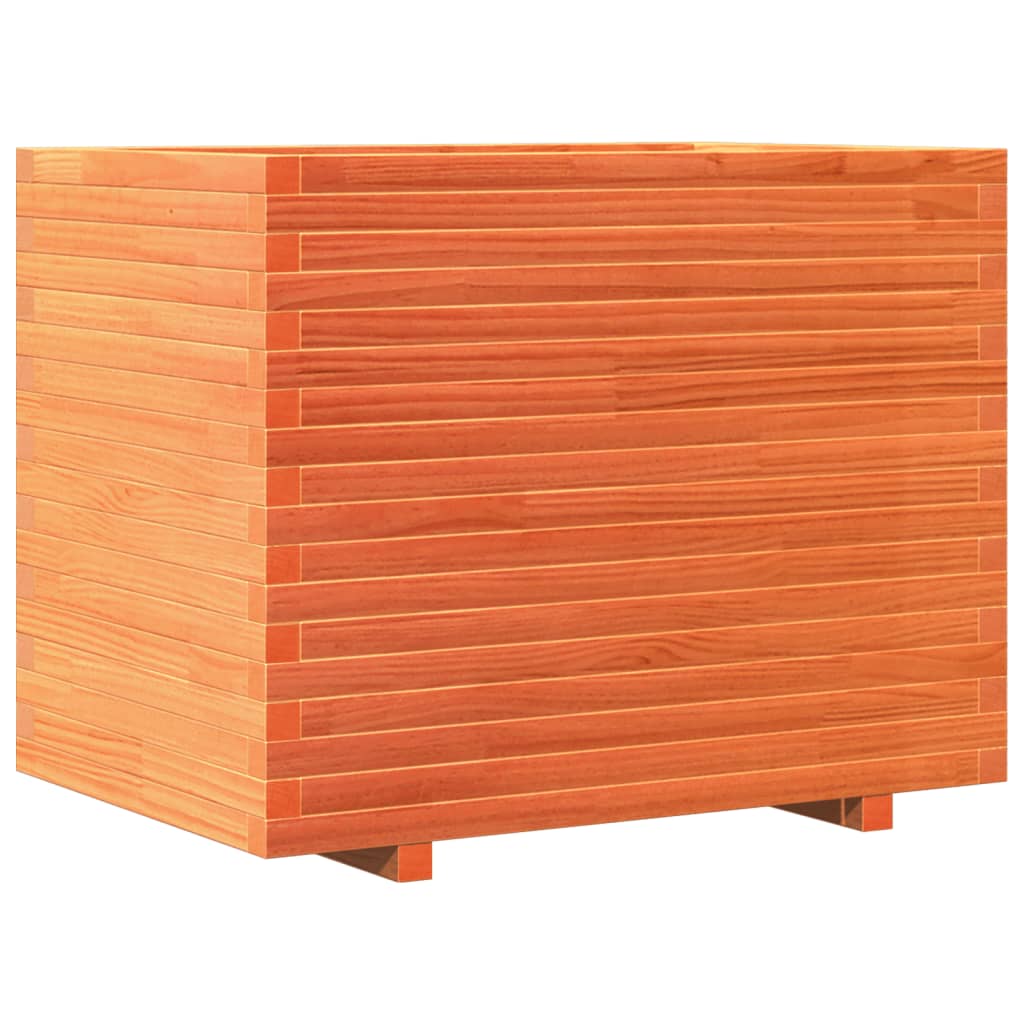 vidaXL Jardinera madera maciza de pino marrón cera 90x60x72,5 cm