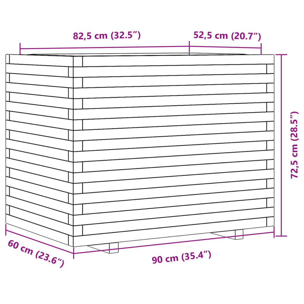 vidaXL Jardinera madera maciza de abeto Douglas 90x60x72,5 cm