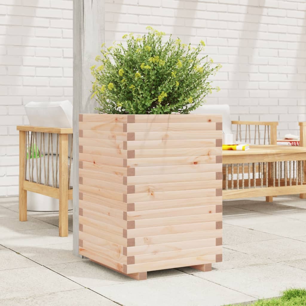 vidaXL Jardinera de madera maciza de pino 50x50x72 cm