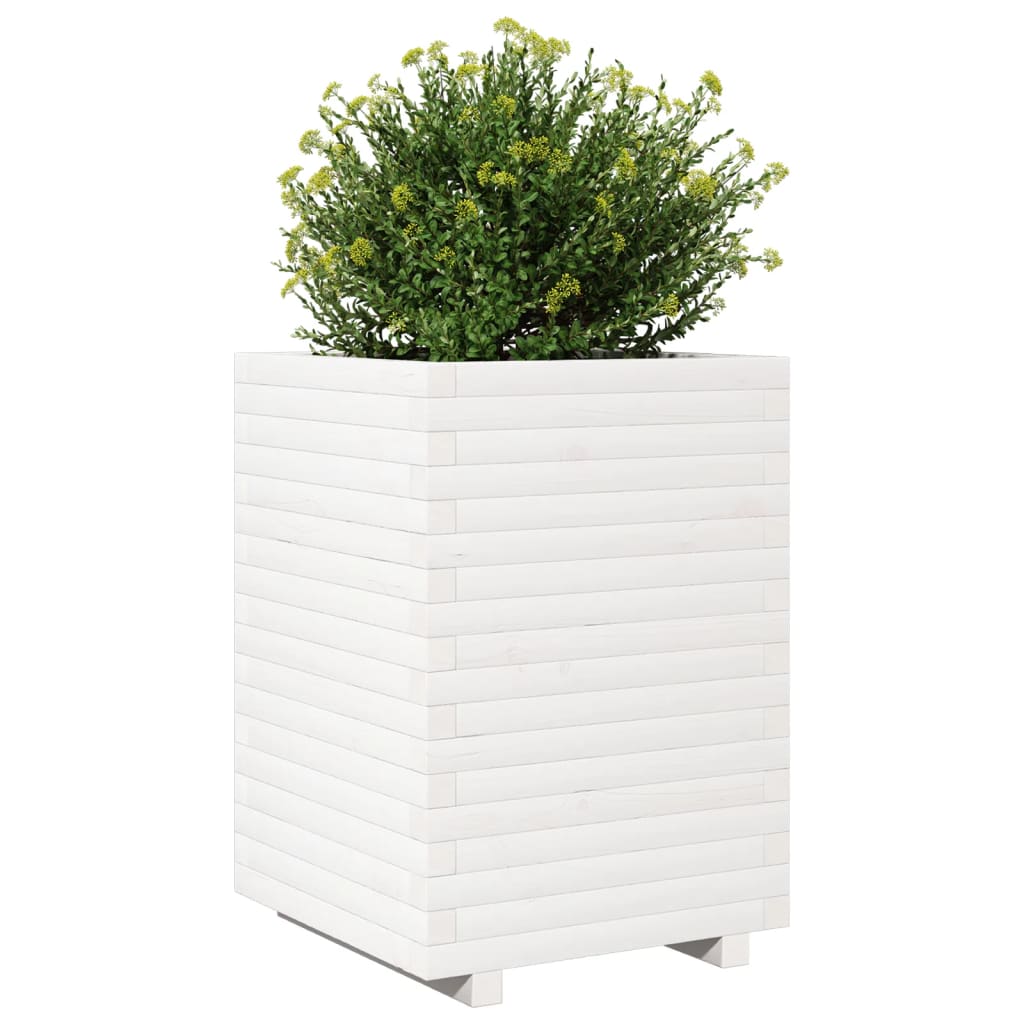 vidaXL Jardinera madera maciza de pino blanco 50x50x72 cm