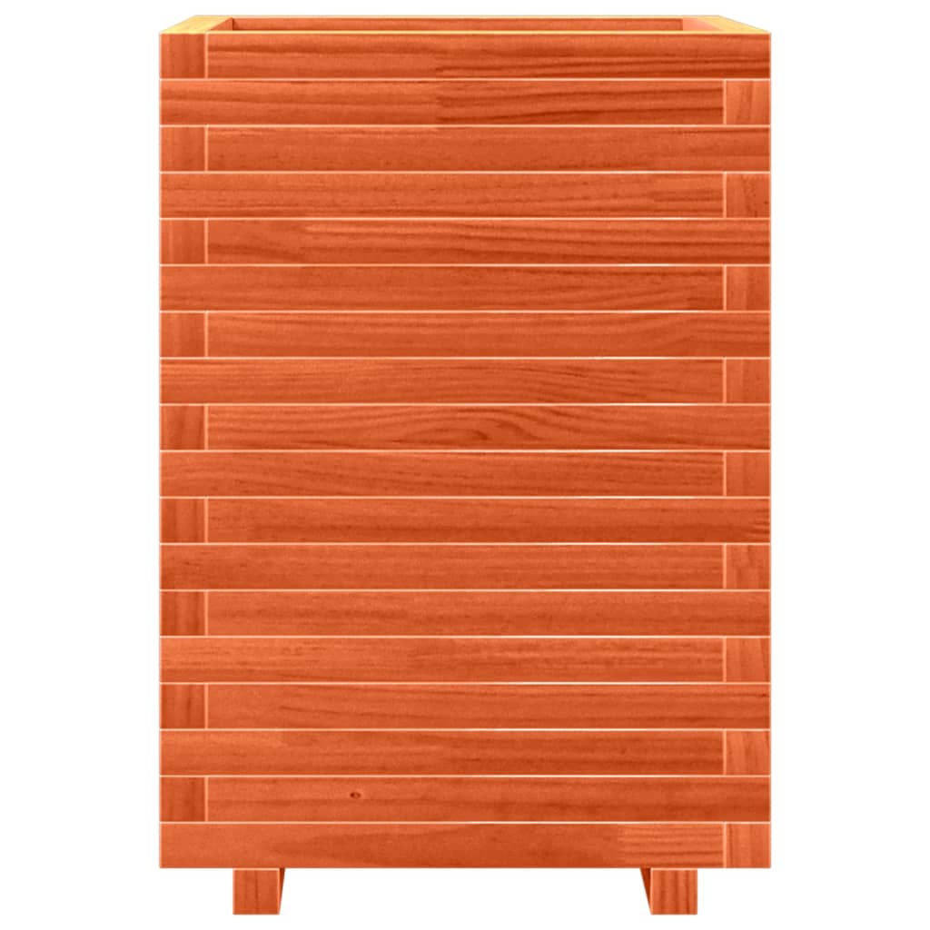 vidaXL Jardinera madera maciza de pino marrón cera 50x50x72 cm