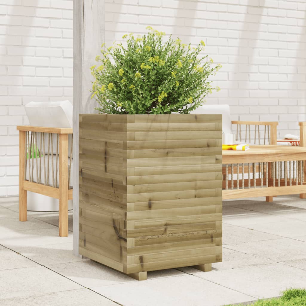 vidaXL Jardinera de madera de pino impregnada 50x50x72 cm