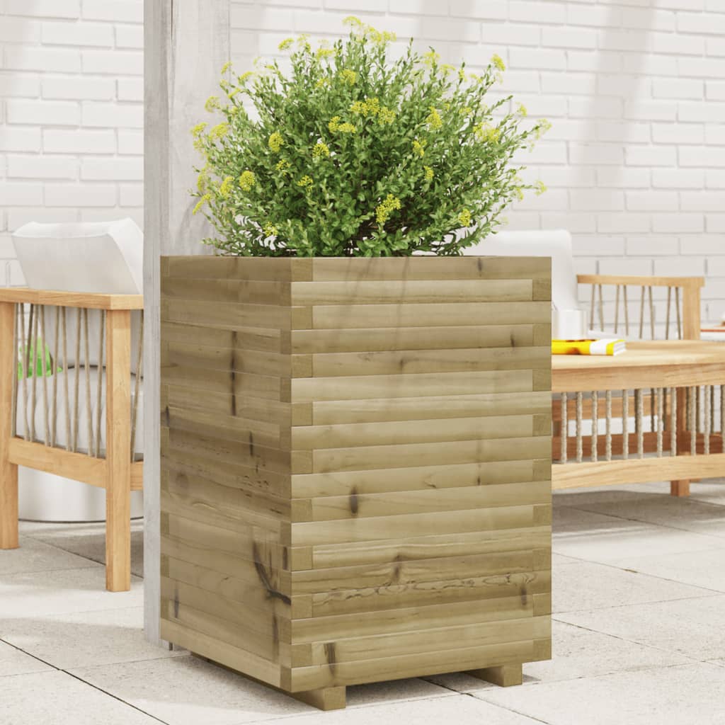 vidaXL Jardinera de madera de pino impregnada 50x50x72 cm