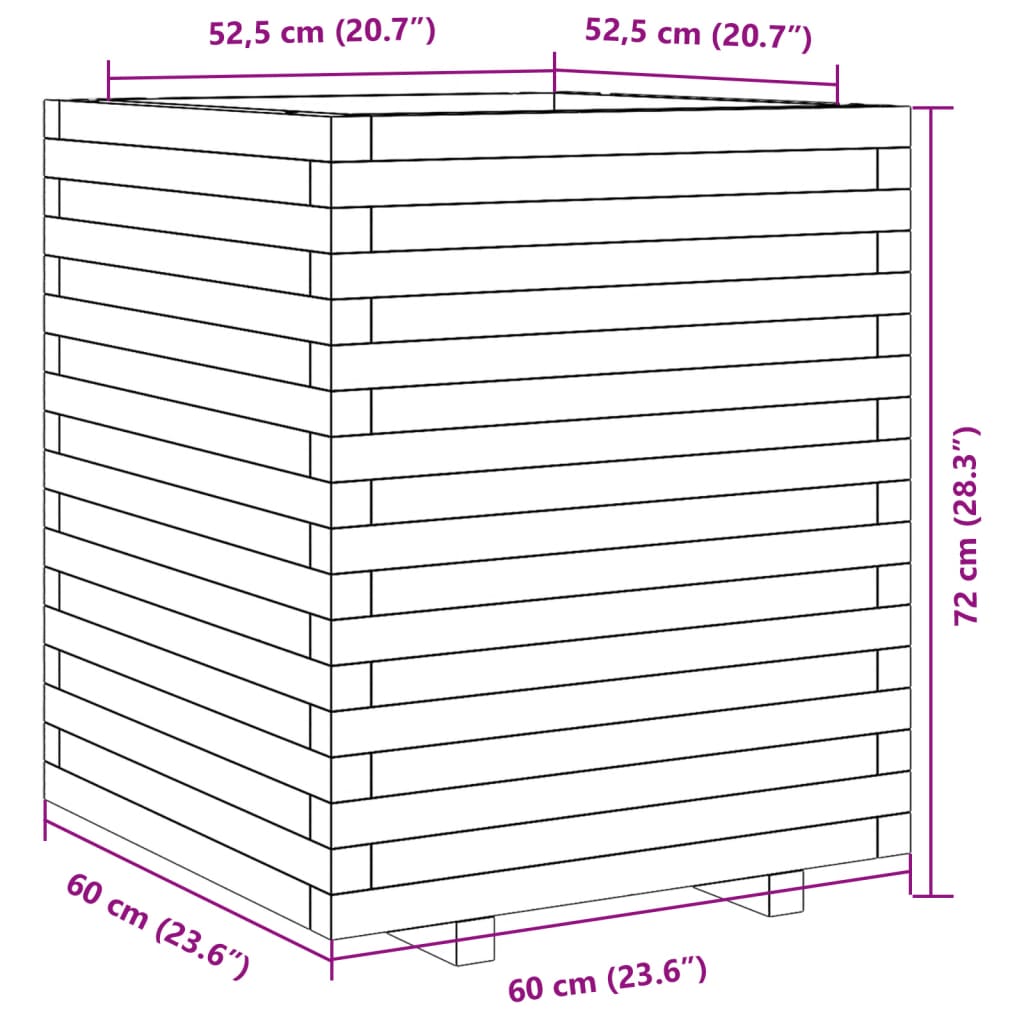 vidaXL Jardinera madera maciza de pino 60x60x72 cm