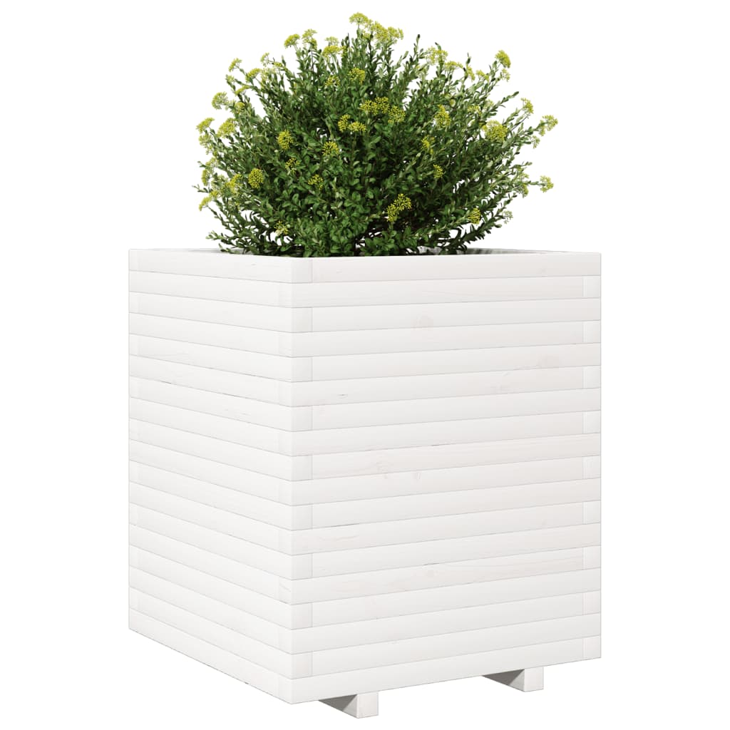 vidaXL Jardinera madera maciza de pino blanco 60x60x72 cm