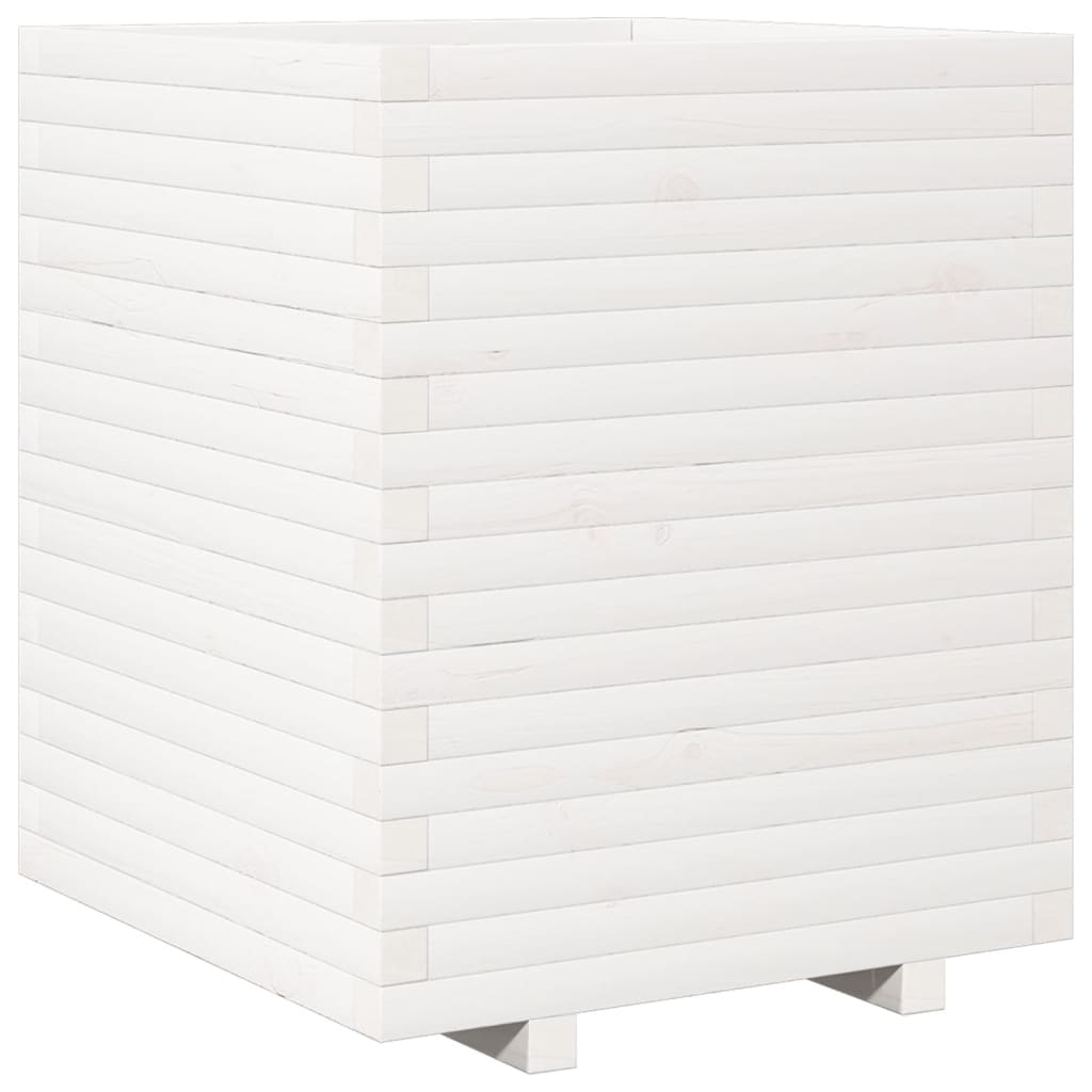 vidaXL Jardinera madera maciza de pino blanco 60x60x72 cm