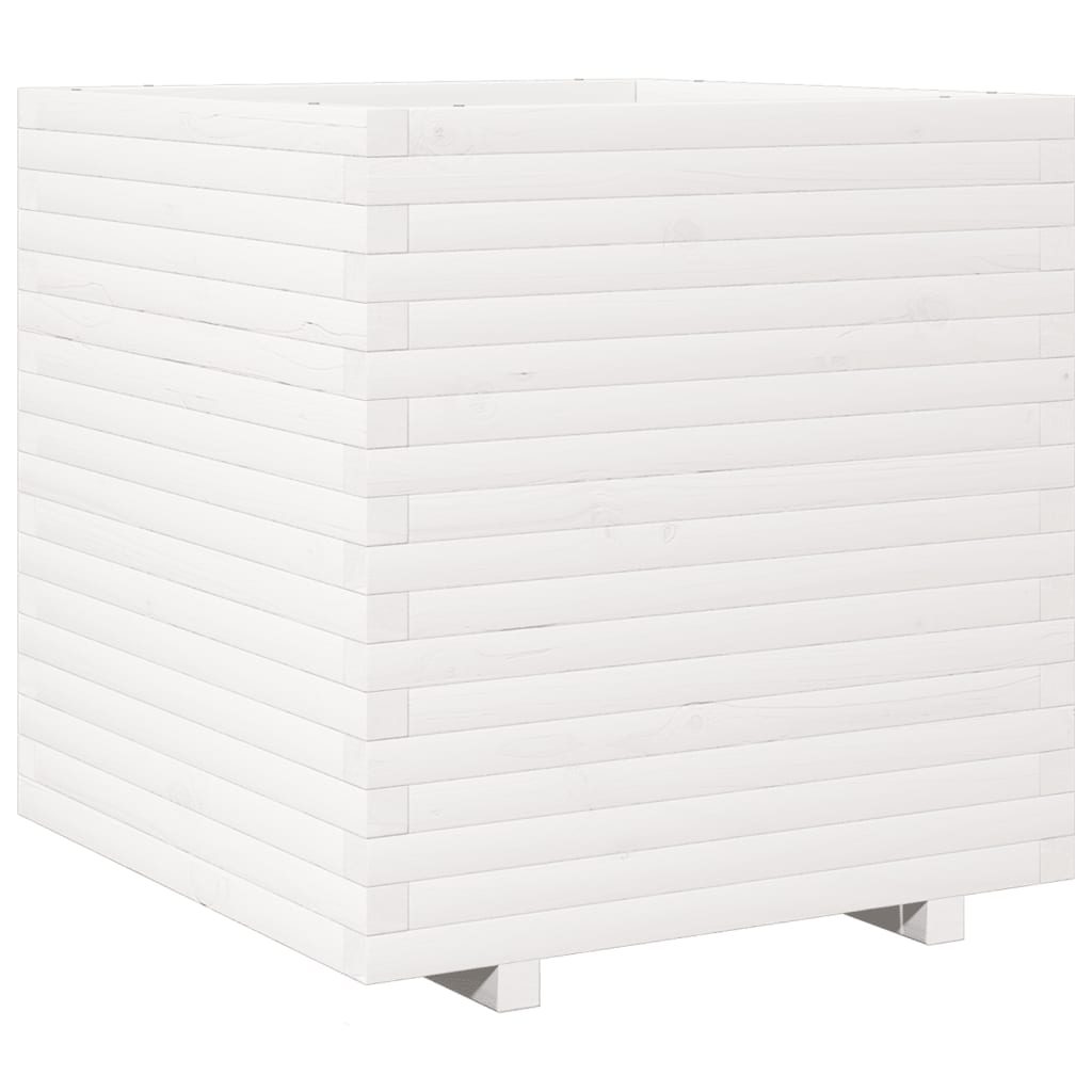 vidaXL Jardinera de madera maciza de pino blanca 70x70x72 cm