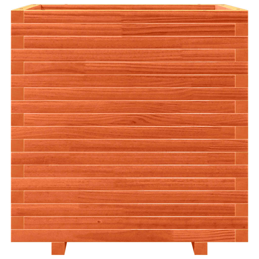 vidaXL Jardinera madera maciza de pino marrón cera 70x70x72 cm