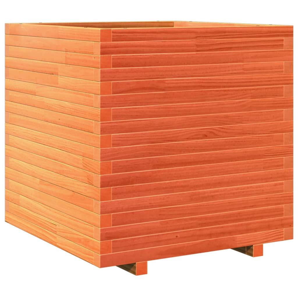 vidaXL Jardinera madera maciza de pino marrón cera 70x70x72 cm