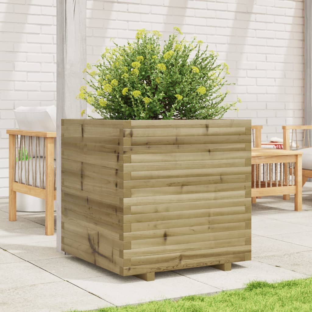 vidaXL Jardinera de madera de pino impregnada 70x70x72 cm