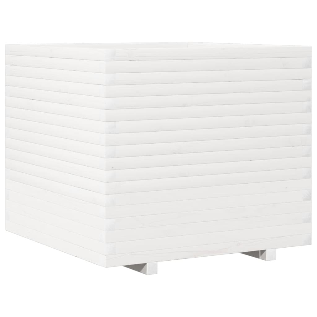 vidaXL Jardinera de madera maciza de pino blanca 80x80x72 cm