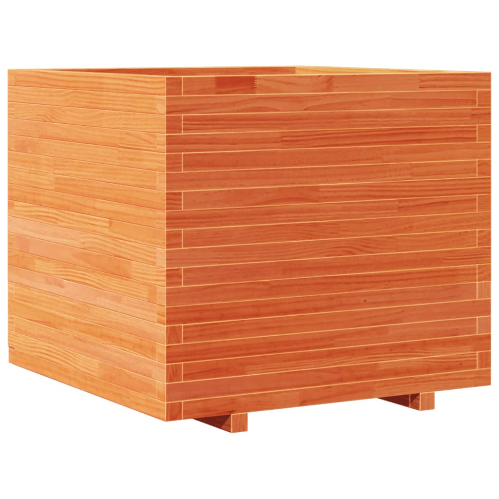 vidaXL Jardinera madera maciza de pino marrón cera 80x80x72 cm