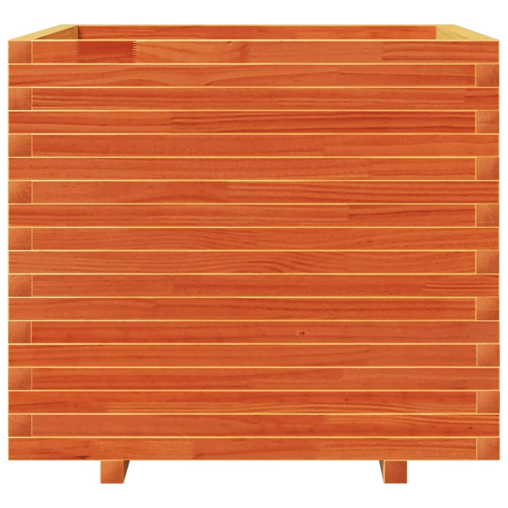 vidaXL Jardinera madera maciza de pino marrón cera 80x80x72 cm