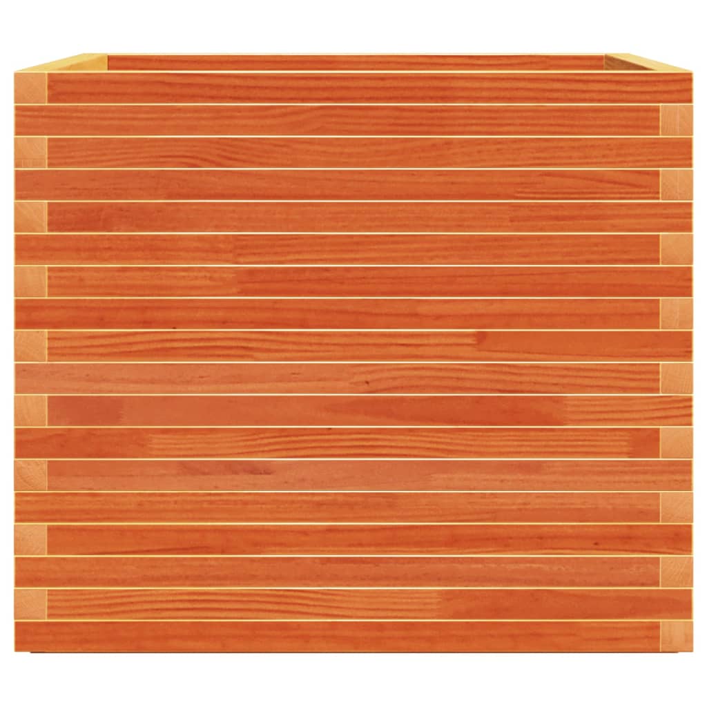 vidaXL Jardinera madera maciza de pino marrón cera 80x80x72 cm