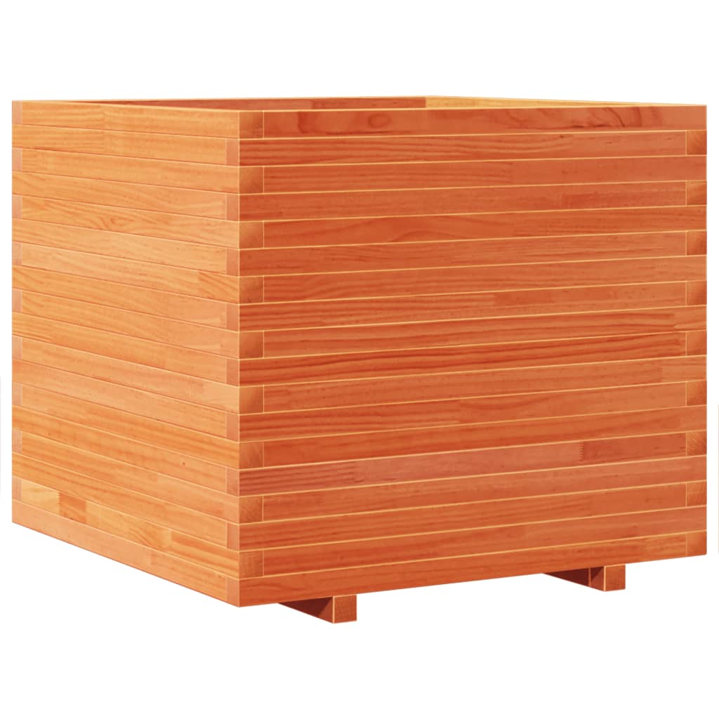 vidaXL Jardinera madera maciza de pino marrón cera 80x80x72 cm