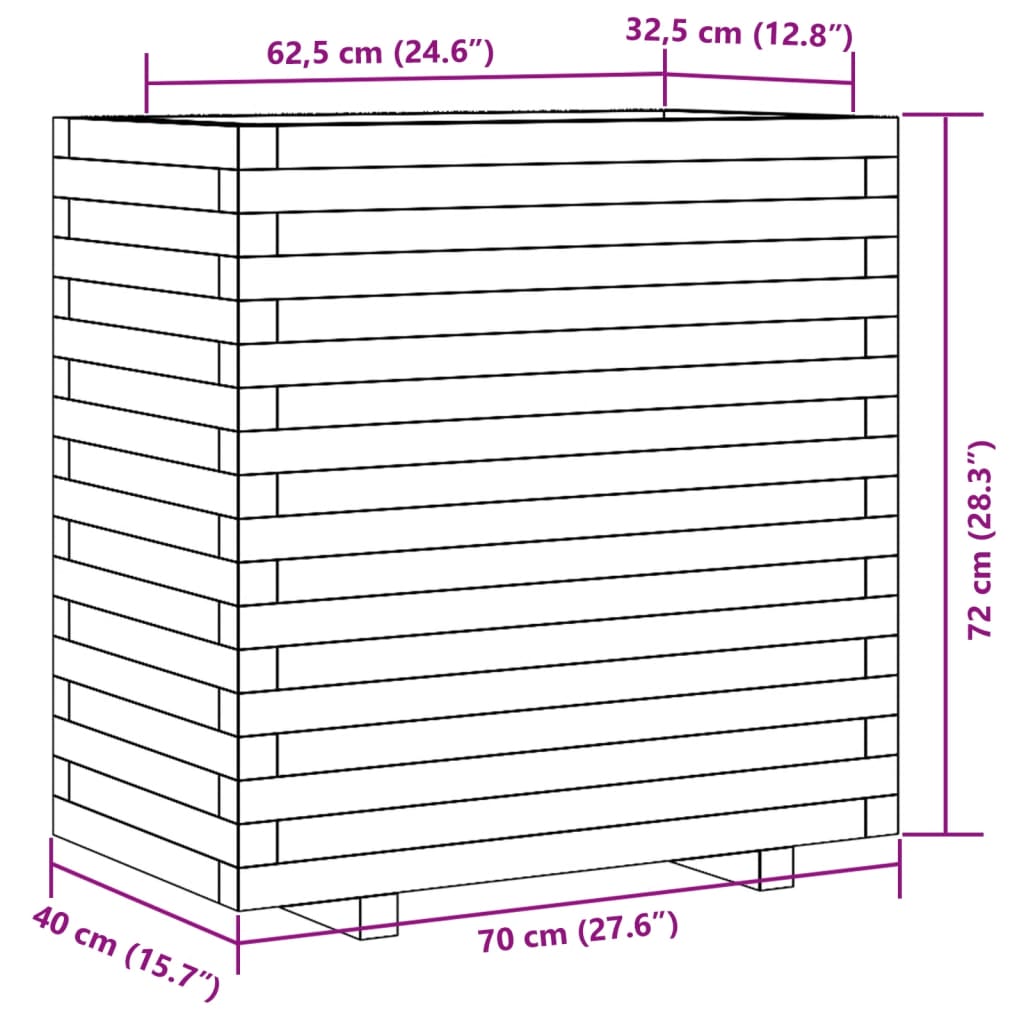 vidaXL Jardinera madera maciza de pino 70x40x72 cm