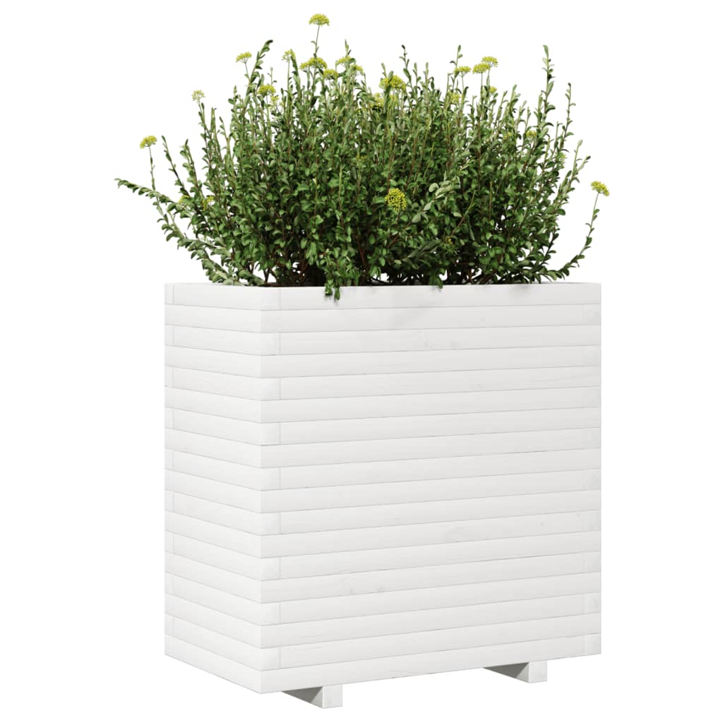 vidaXL Jardinera de madera maciza de pino blanca 70x40x72 cm