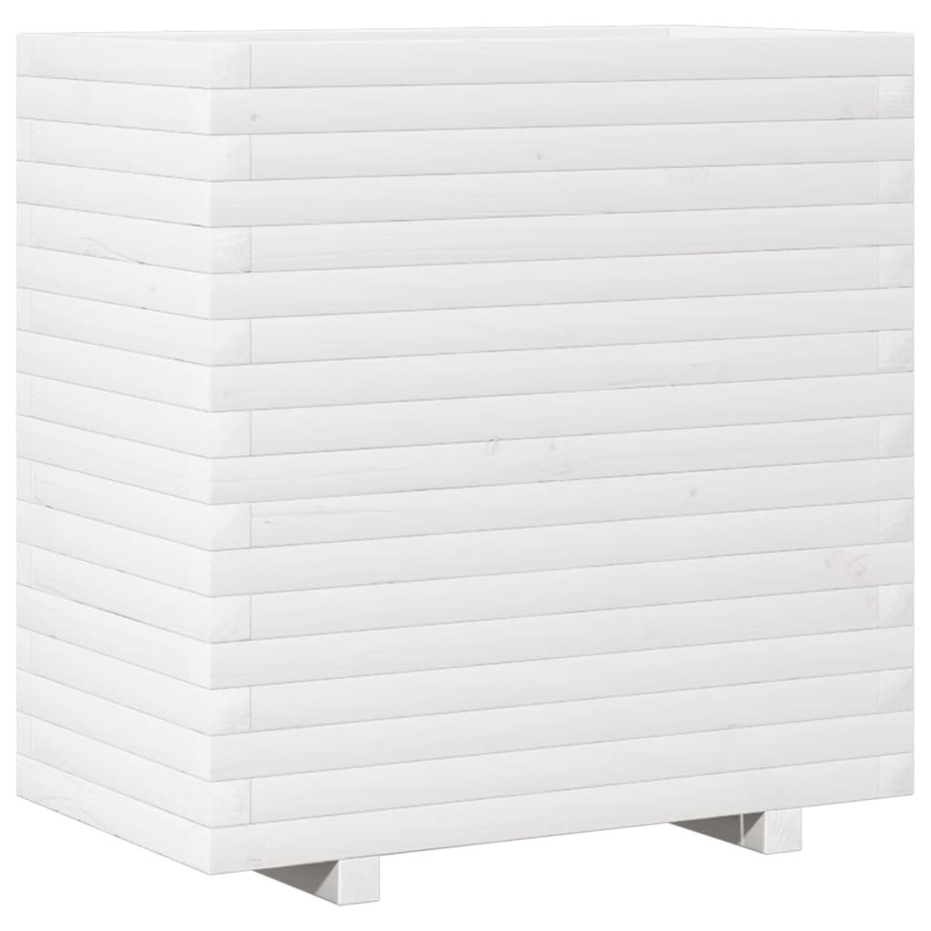 vidaXL Jardinera de madera maciza de pino blanca 70x40x72 cm