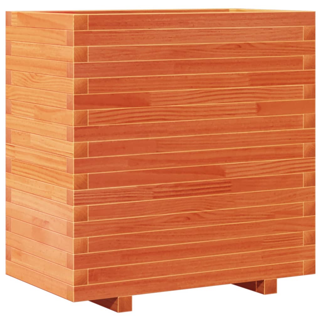 vidaXL Jardinera madera maciza de pino marrón cera 70x40x72 cm