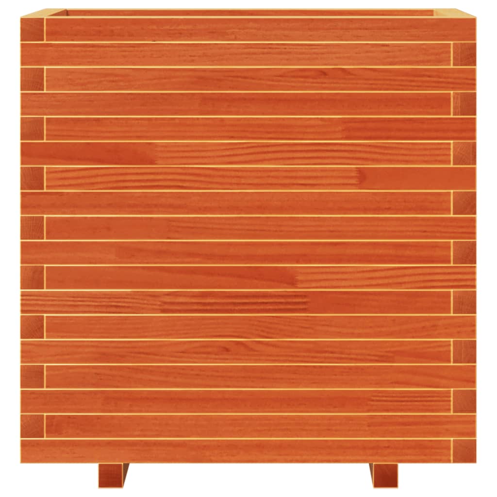 vidaXL Jardinera madera maciza de pino marrón cera 70x40x72 cm