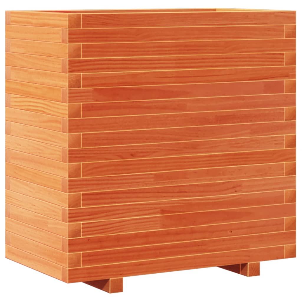 vidaXL Jardinera madera maciza de pino marrón cera 70x40x72 cm