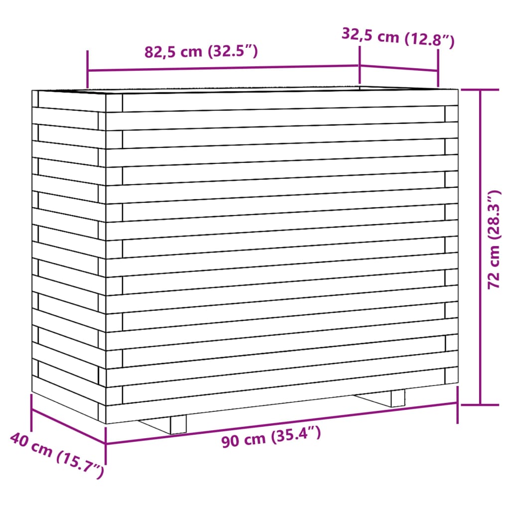 vidaXL Jardinera madera maciza de pino 90x40x72 cm