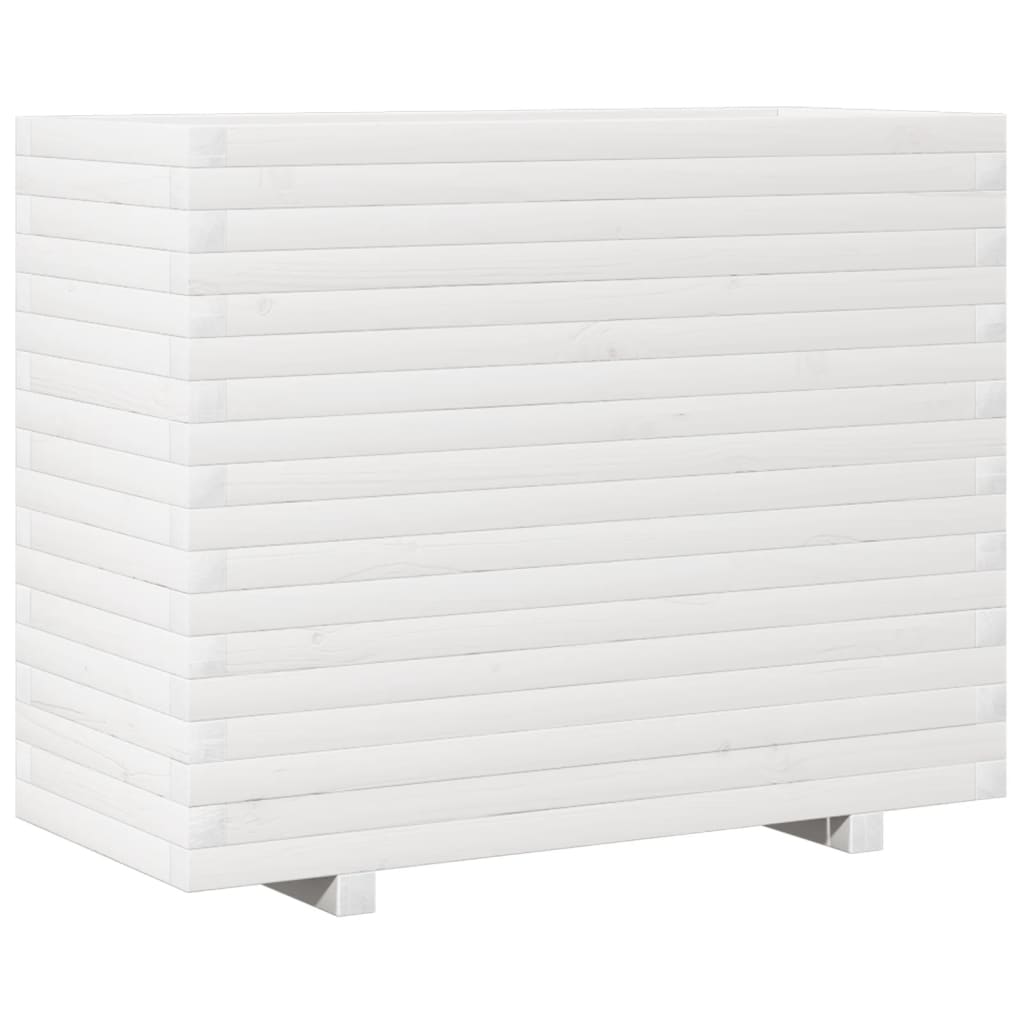 vidaXL Jardinera de madera maciza de pino blanca 90x40x72 cm