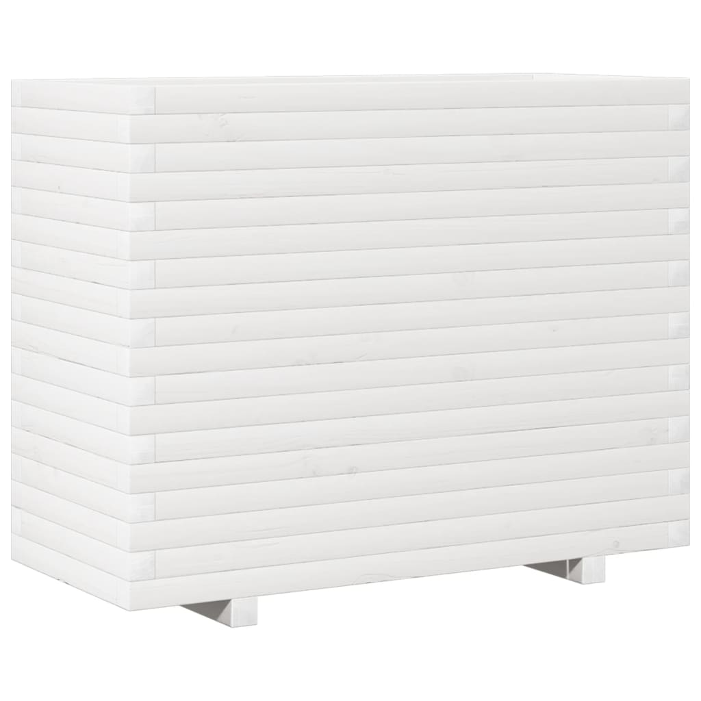 vidaXL Jardinera de madera maciza de pino blanca 90x40x72 cm