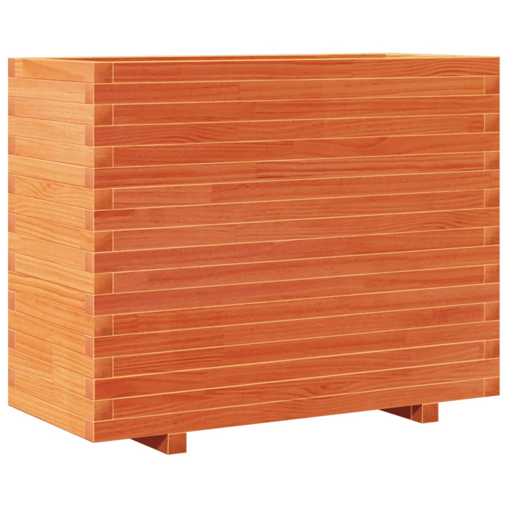 vidaXL Jardinera madera maciza de pino marrón cera 90x40x72 cm