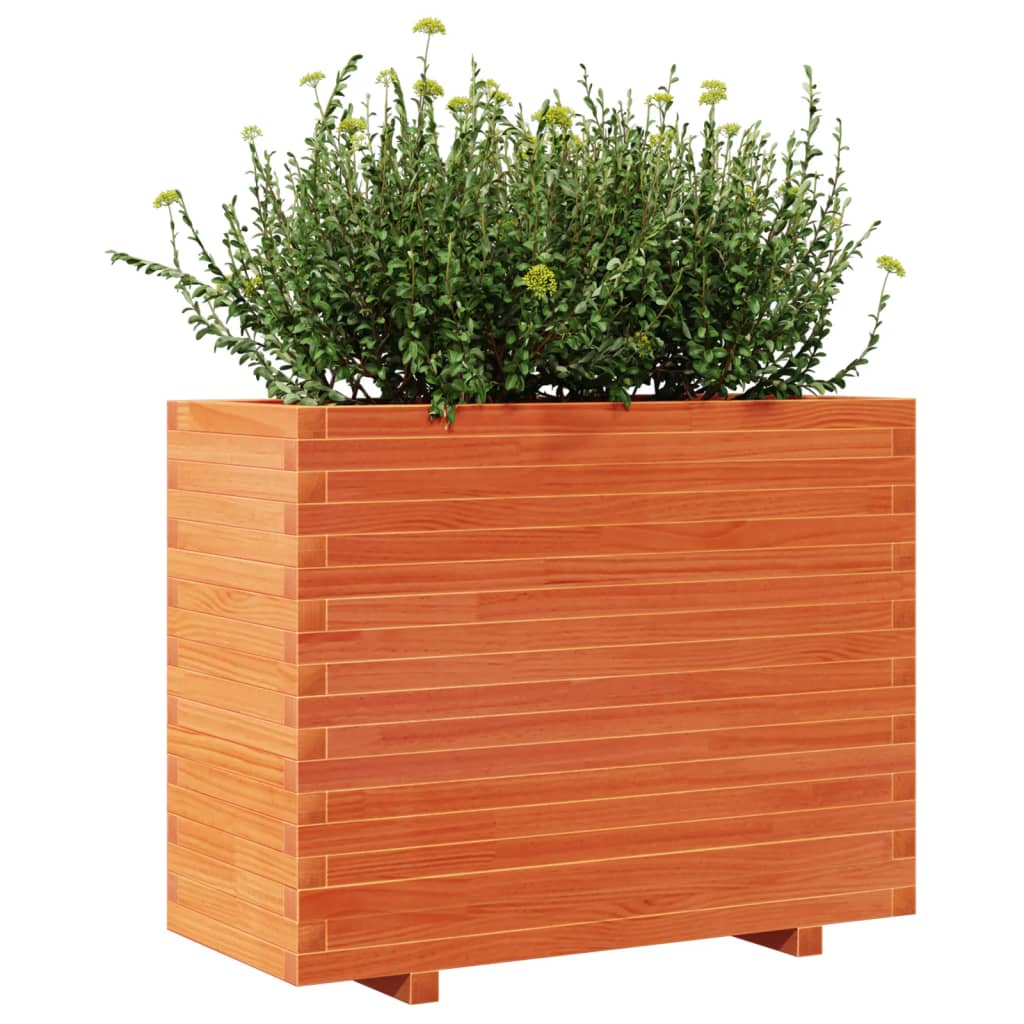 vidaXL Jardinera madera maciza de pino marrón cera 90x40x72 cm