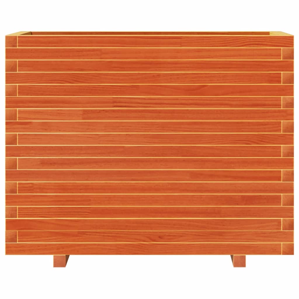 vidaXL Jardinera madera maciza de pino marrón cera 90x40x72 cm