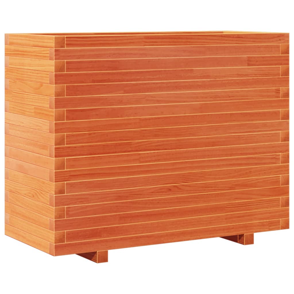 vidaXL Jardinera madera maciza de pino marrón cera 90x40x72 cm