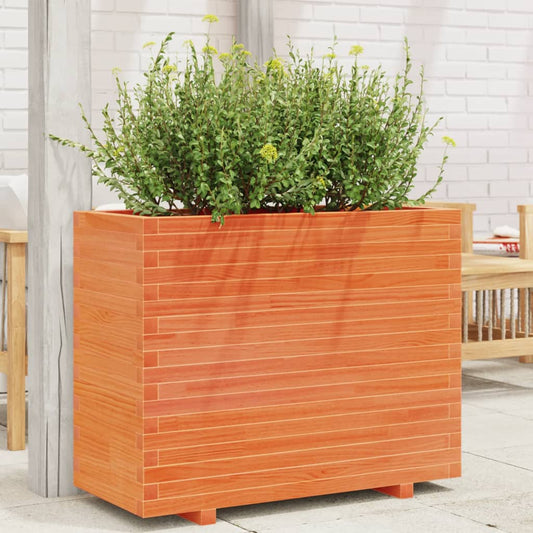 vidaXL Jardinera madera maciza de pino marrón cera 90x40x72 cm