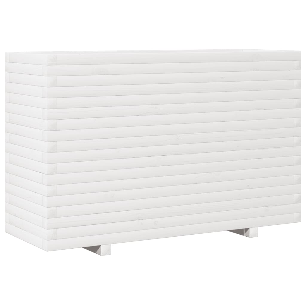 vidaXL Jardinera de madera maciza de pino blanca 110x40x72 cm