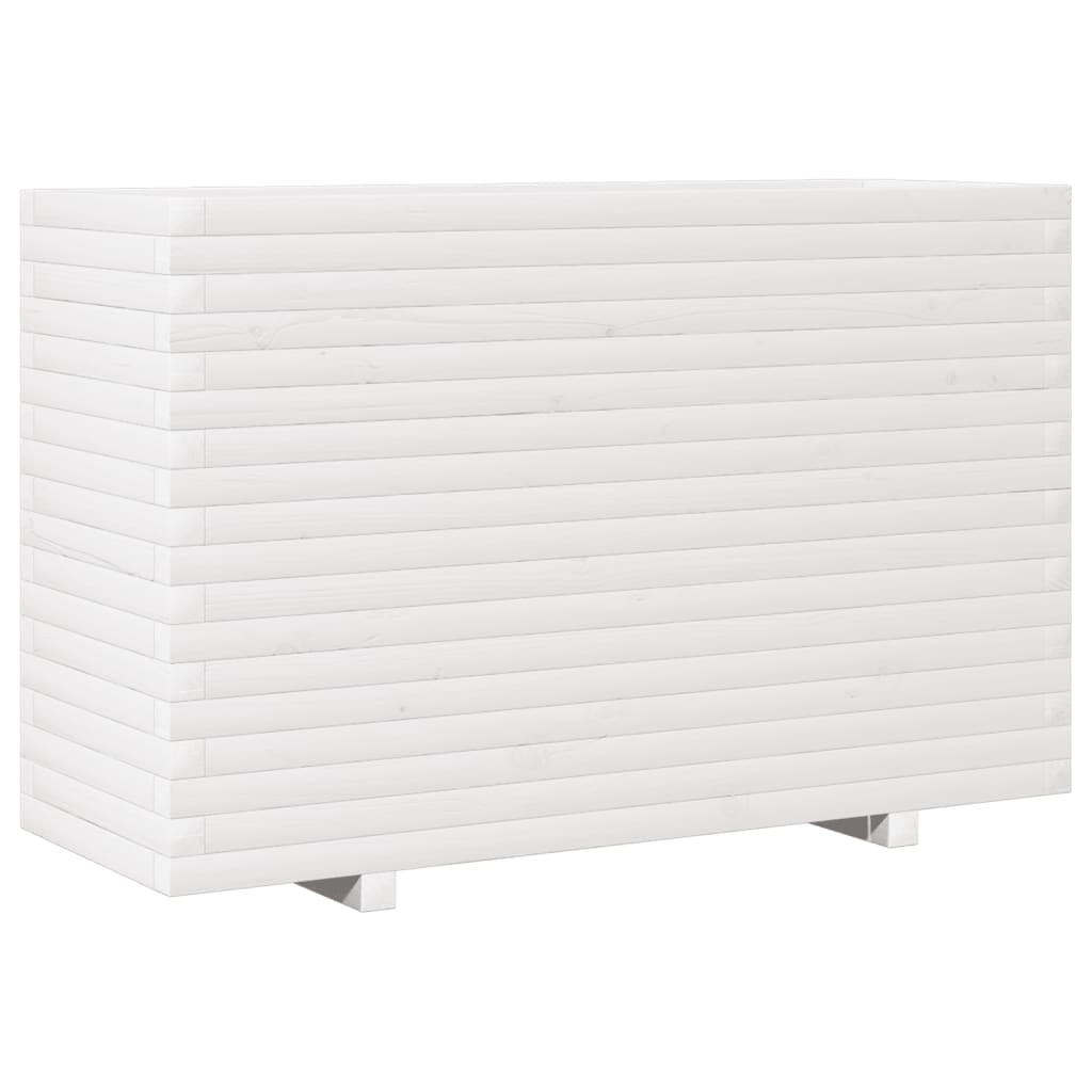 vidaXL Jardinera de madera maciza de pino blanca 110x40x72 cm