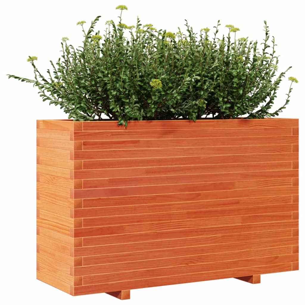 vidaXL Jardinera madera maciza de pino marrón cera 110x40x72 cm