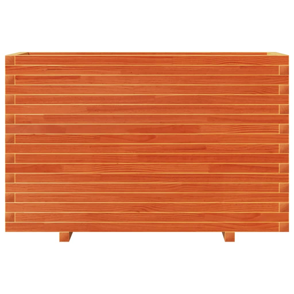 vidaXL Jardinera madera maciza de pino marrón cera 110x40x72 cm