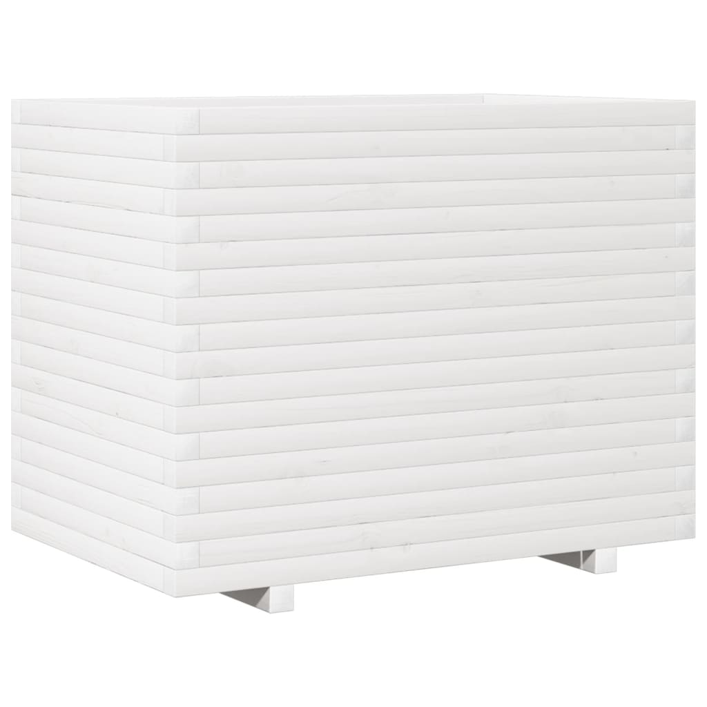 vidaXL Jardinera de madera maciza de pino blanca 90x60x72 cm