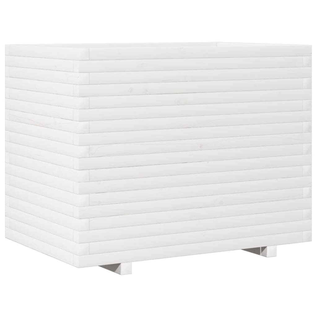 vidaXL Jardinera de madera maciza de pino blanca 90x60x72 cm