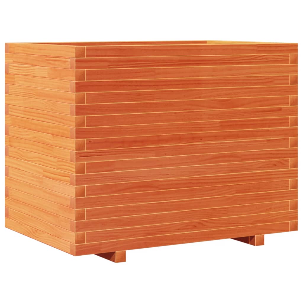 vidaXL Jardinera madera maciza de pino marrón cera 90x60x72 cm