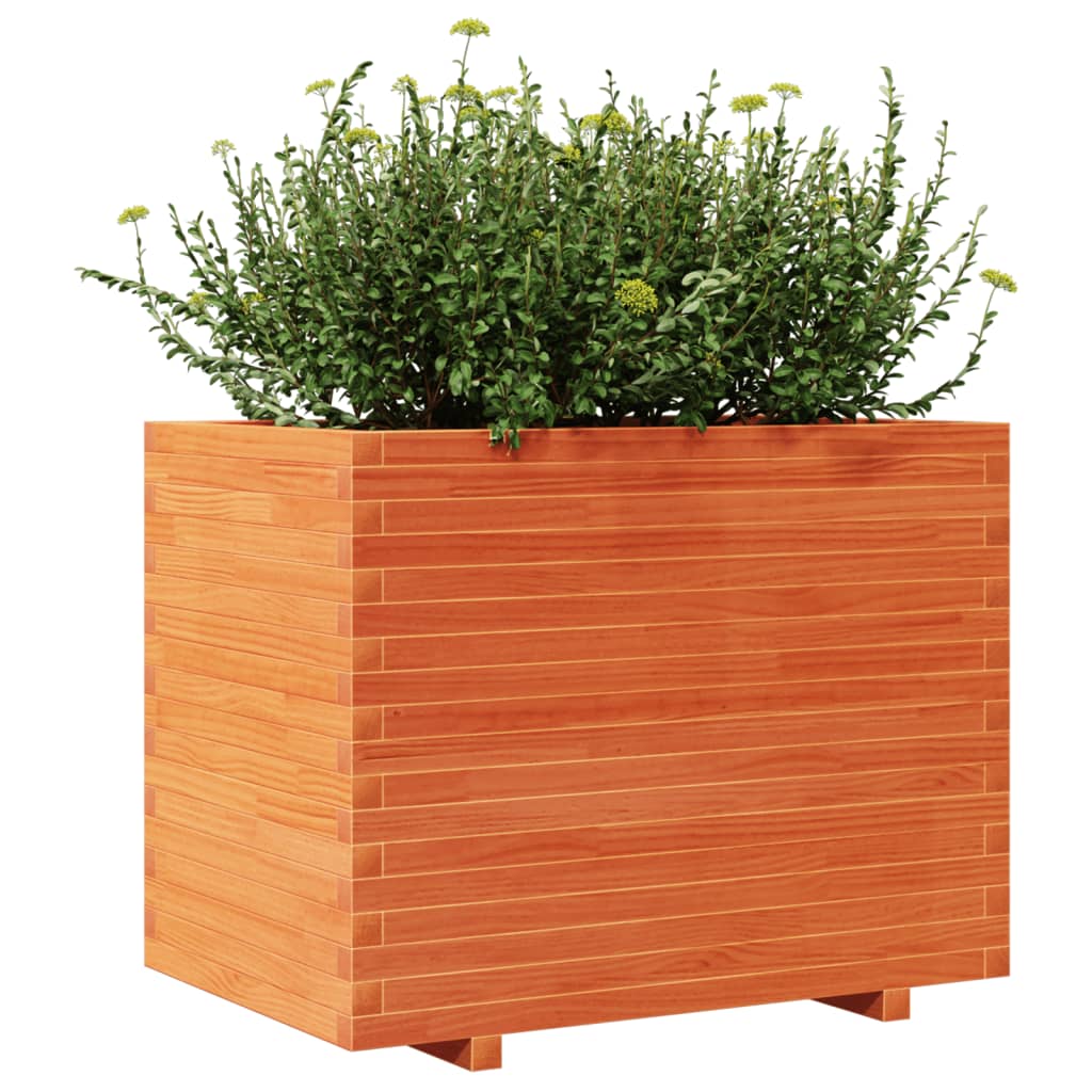 vidaXL Jardinera madera maciza de pino marrón cera 90x60x72 cm