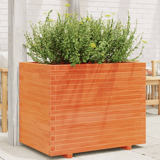 vidaXL Jardinera madera maciza de pino marrón cera 90x60x72 cm