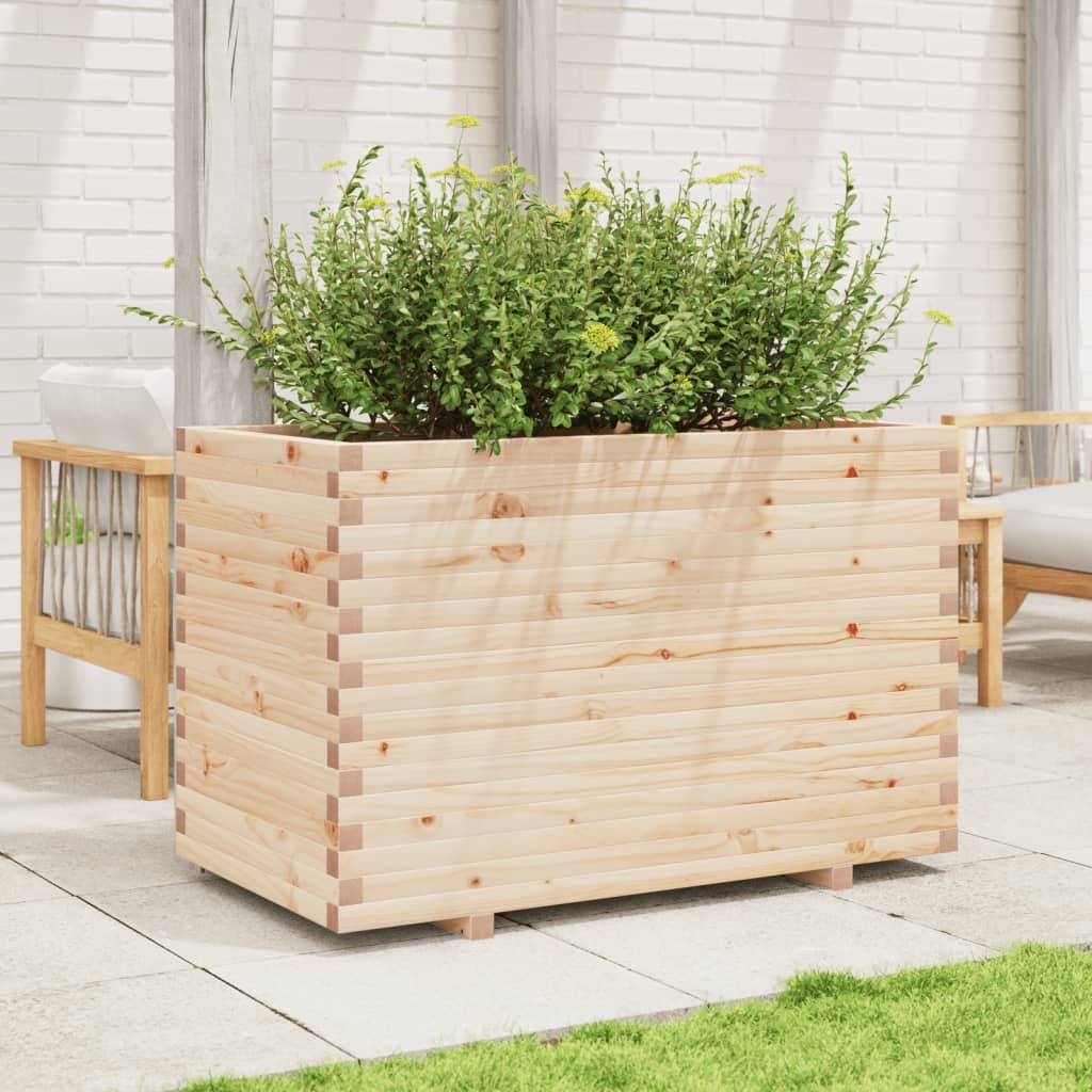 vidaXL Jardinera de madera maciza de pino 110x60x72 cm