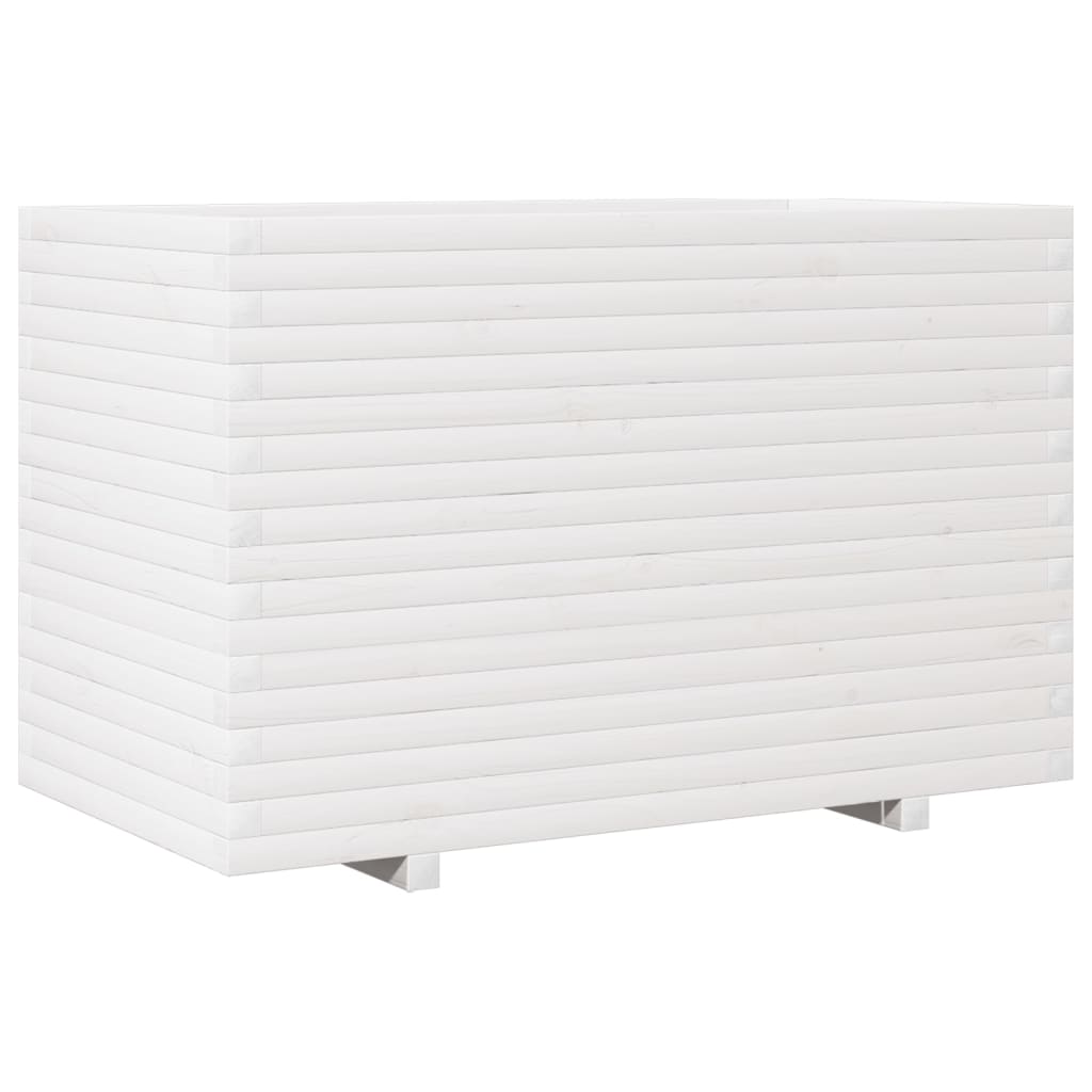 vidaXL Jardinera de madera maciza de pino blanca 110x60x72 cm