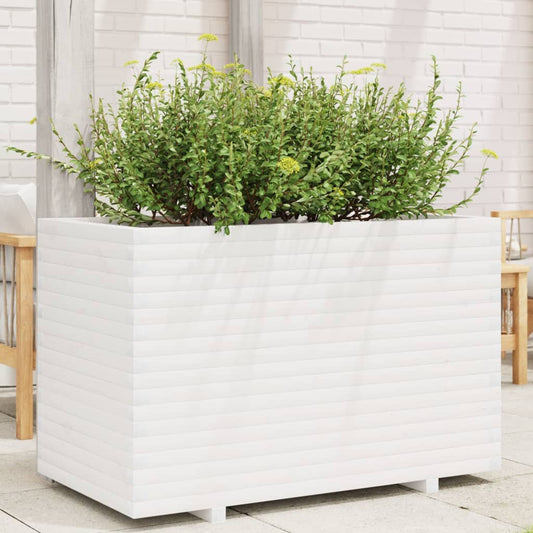 vidaXL Jardinera de madera maciza de pino blanca 110x60x72 cm