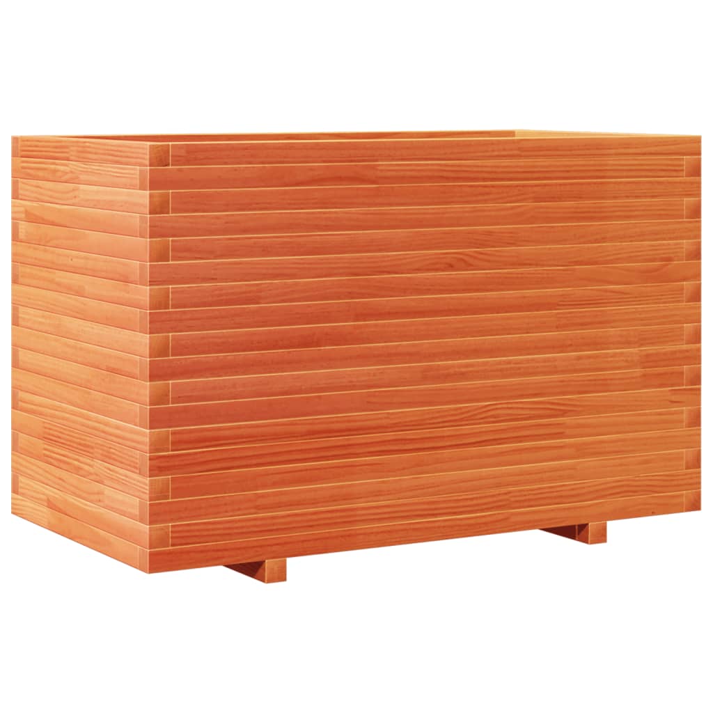 vidaXL Jardinera madera maciza de pino marrón cera 110x60x72 cm