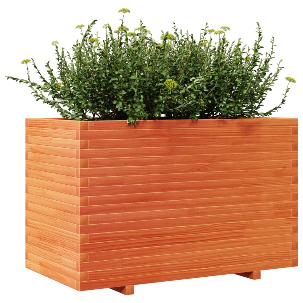 vidaXL Jardinera madera maciza de pino marrón cera 110x60x72 cm