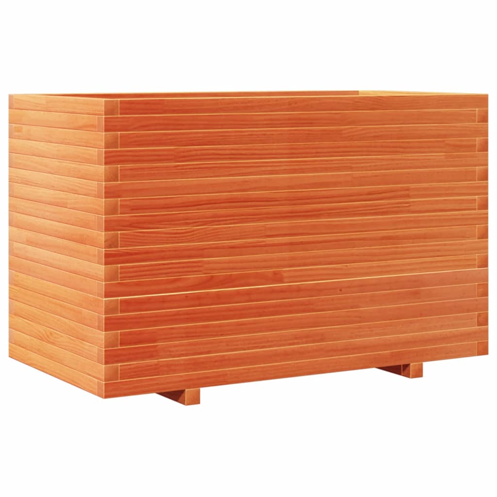 vidaXL Jardinera madera maciza de pino marrón cera 110x60x72 cm