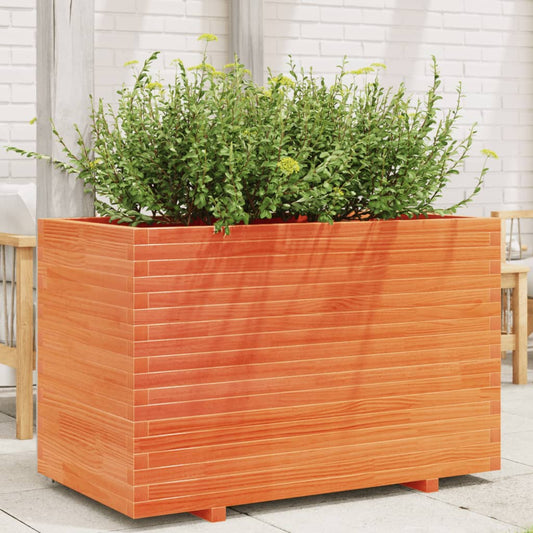 vidaXL Jardinera madera maciza de pino marrón cera 110x60x72 cm