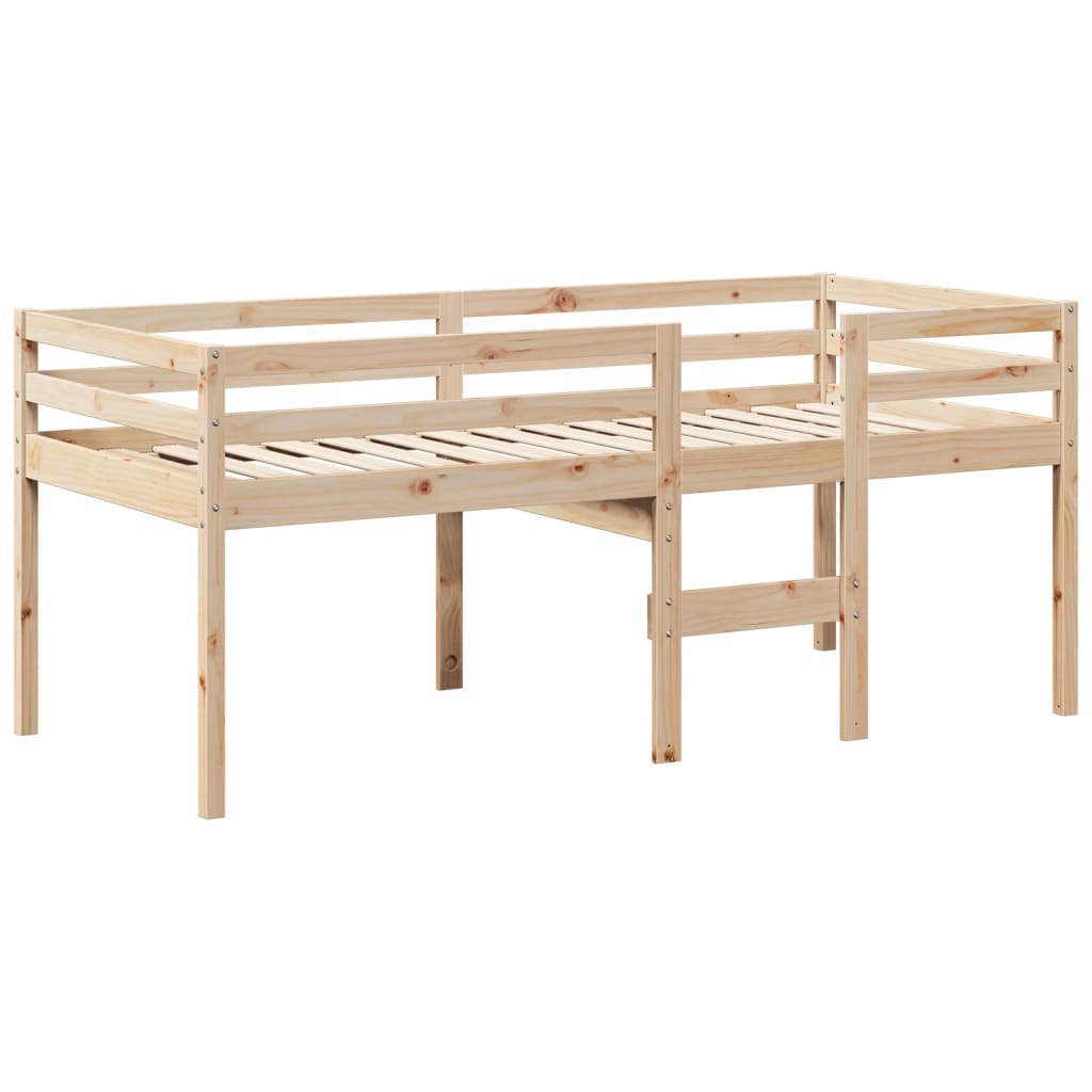 vidaXL Cama alta con techo madera maciza de pino 90x190 cm